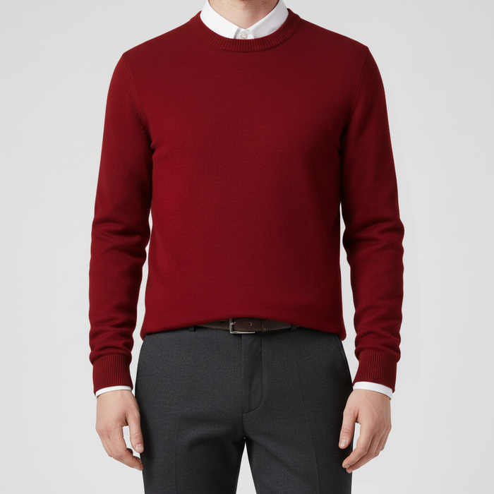 Herr Crewneck-tröja med Rundringad Hals och Modern Passform