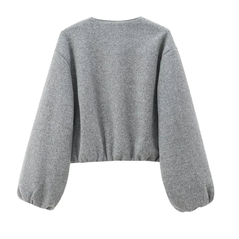 Kvinnors Cropped Zip-Up Jacka – Avslappnad Övergångslager för Dagligt Användande