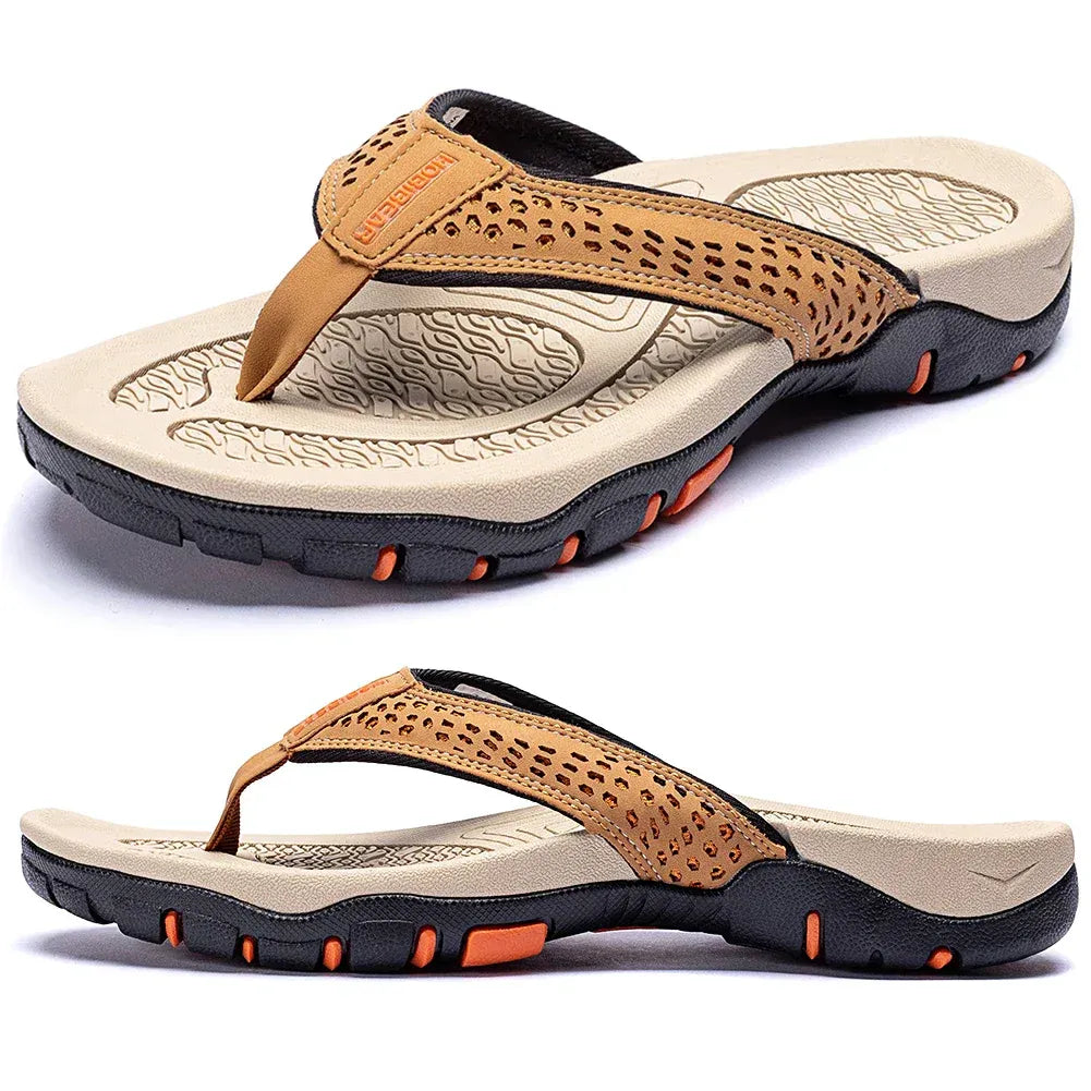 Herrars utomhus flip-flops med dämpad sula och texturerad sommar sandal