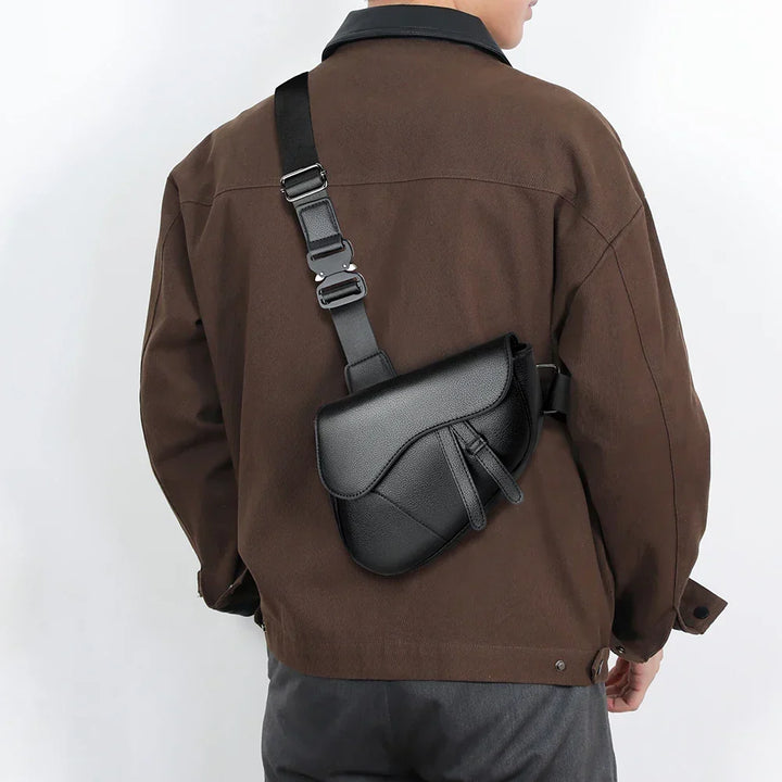 Herrars Crossbody-väska Strukturerad Sadelliknande Stil Justerbar Rem