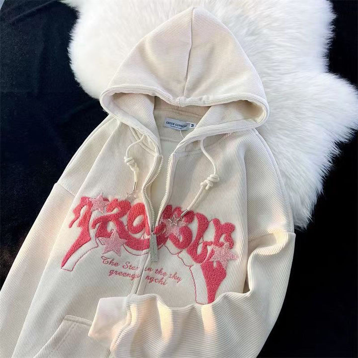 Herrens Broderade Hoodie – Bekväm, Andningsbar, Stilig, Avslappnad, Vardags Streetwear för Lagerklädsel