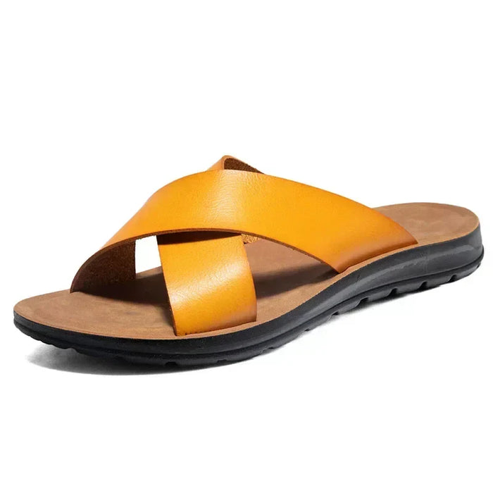 Herrskinn Slip-On Sandaler Italiensk Stil Premium Bekväm Sommar Avslappnad Utomhussko