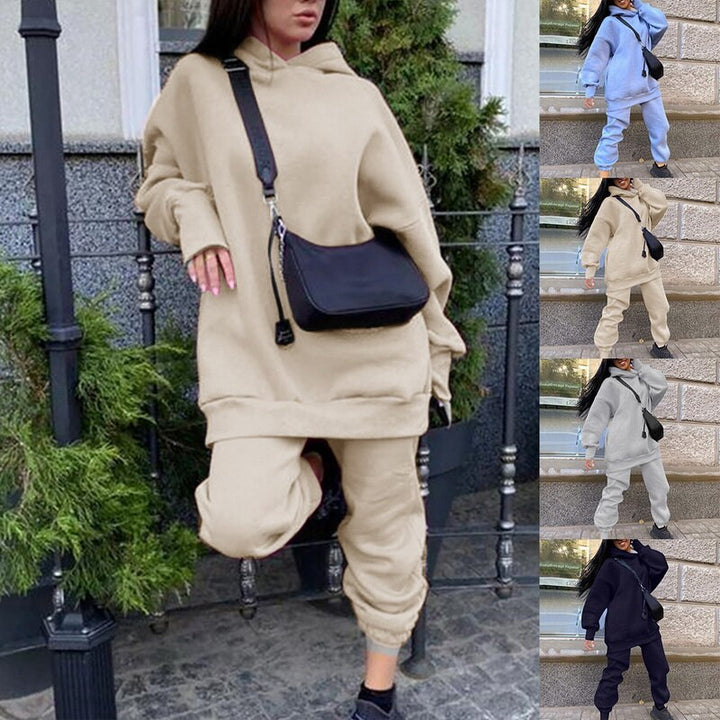 Dam Oversized Hoodie och Joggers Set – Avslappnad Tvådelad Träningsoverall för Fritidskläder och Hemmakläder