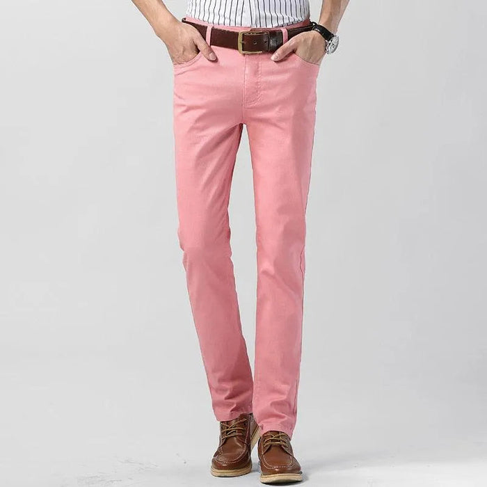 Herr Stretch Cotton Chino Byxor – Andningsbara Regular Fit Byxor för Kontor och Smart Casual Användning