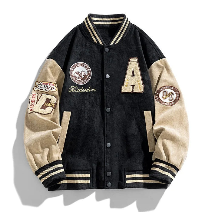 Herrarnas Broderade Varsity Jacka – Avslappnad College Lager för Streetwear och Casual Wear