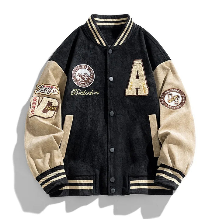 Herrarnas Broderade Varsity Jacka – Avslappnad College Lager för Streetwear och Casual Wear