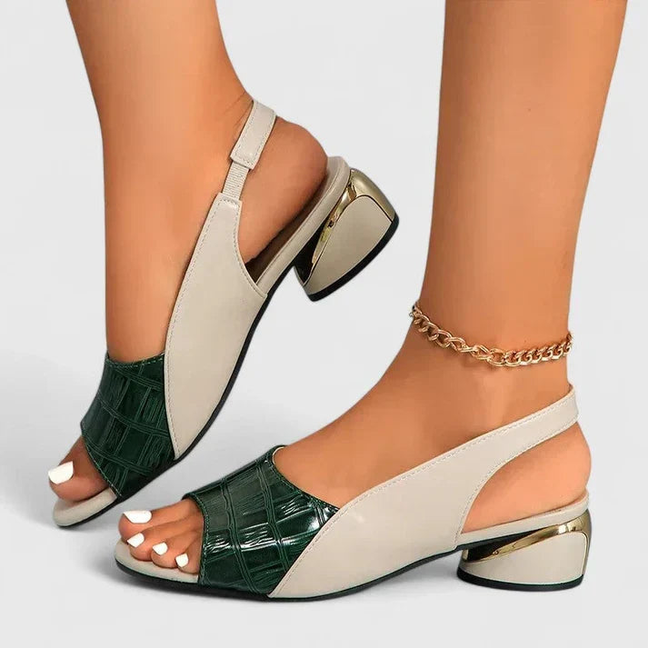 Kvinnors öppna tå sandaler med låg kilklack och slingback