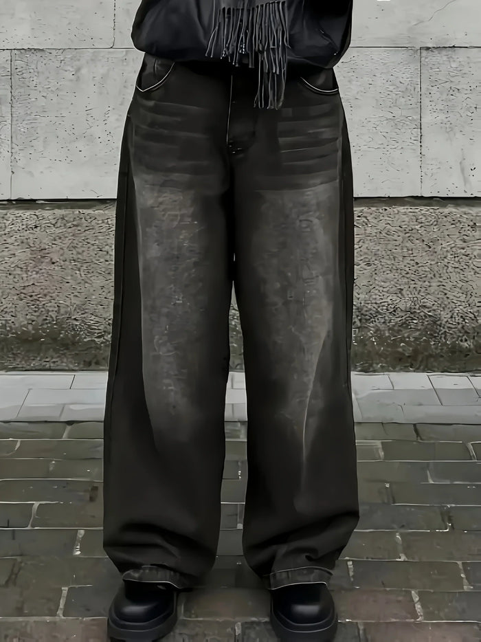 Herrens Baggy Streetwear Jeans – Avslappnade Vida Denim för Urban Avslappnad Stil