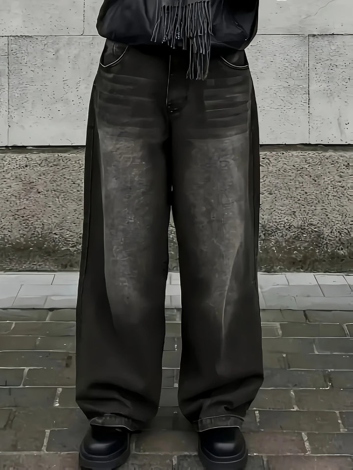 Herrens Baggy Streetwear Jeans – Avslappnade Vida Denim för Urban Avslappnad Stil