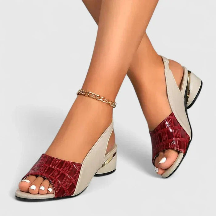 Kvinnors öppna tå sandaler med låg kilklack och slingback