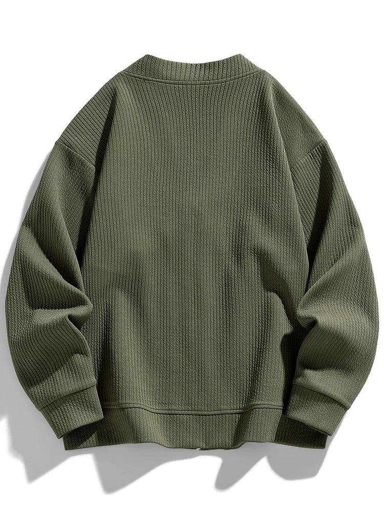 Herrars Vinter Zip Cardigan – Stretch Stickad Komfortlager