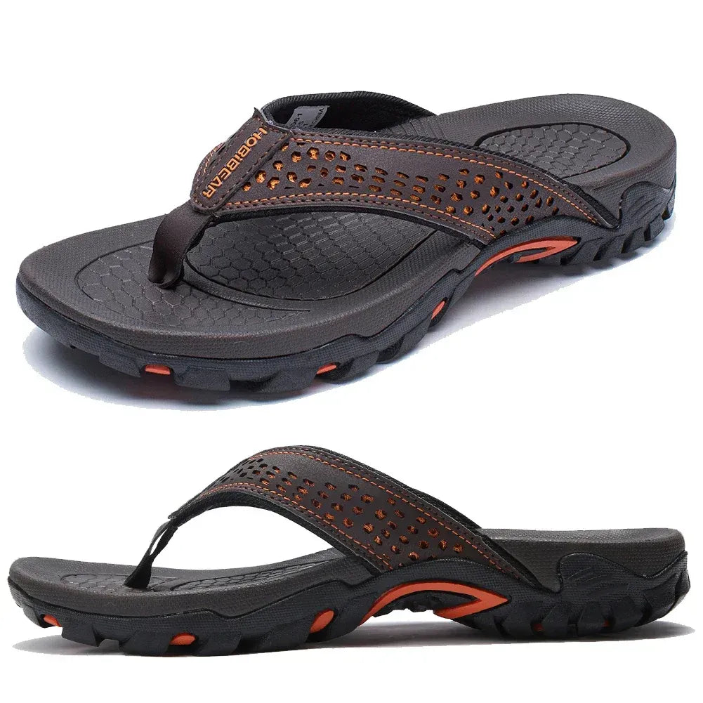 Herrars utomhus flip-flops med dämpad sula och texturerad sommar sandal