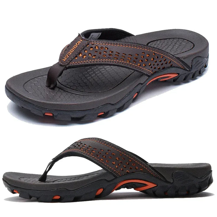 Herrars utomhus flip-flops med dämpad sula och texturerad sommar sandal