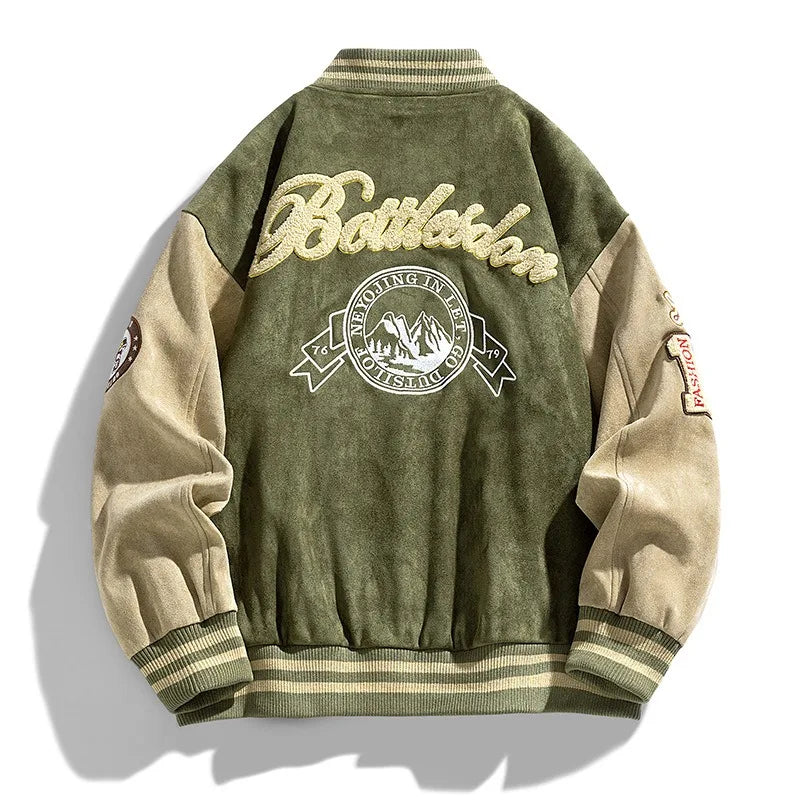 Herrarnas Broderade Varsity Jacka – Avslappnad College Lager för Streetwear och Casual Wear