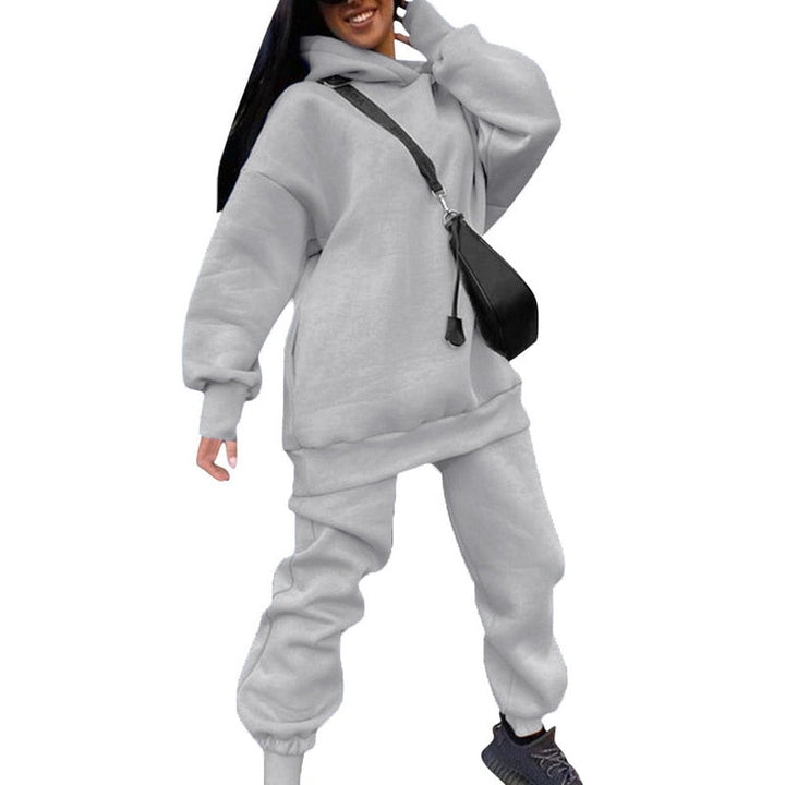 Dam Oversized Hoodie och Joggers Set – Avslappnad Tvådelad Träningsoverall för Fritidskläder och Hemmakläder