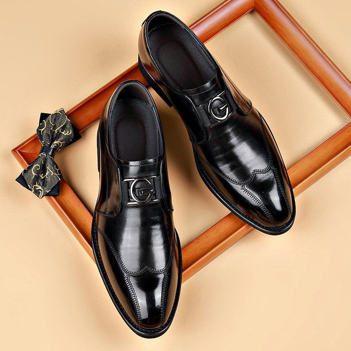 Herrskor i läder med monk-strap – Polerade spänneskor för affärs- och kvällsbruk