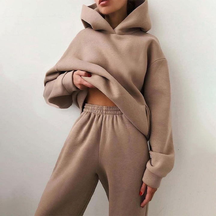 Dam Hoodie och Sweatpants Set – Mjuk Bekväm Andningsbar Avslappnad Lounge Varje Dags Träningsdräkt
