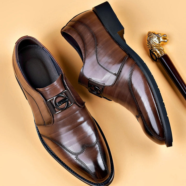 Herrskor i läder med monk-strap – Polerade spänneskor för affärs- och kvällsbruk