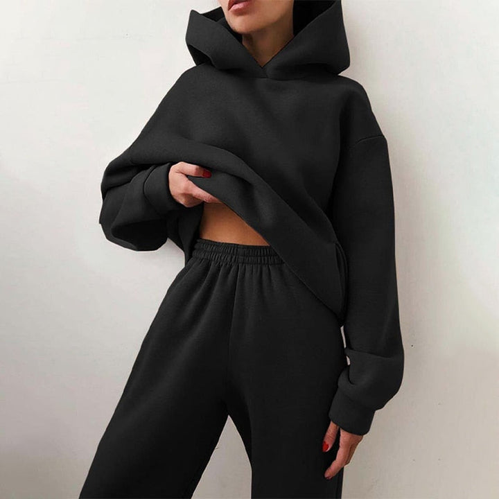Dam Hoodie och Sweatpants Set – Mjuk Bekväm Andningsbar Avslappnad Lounge Varje Dags Träningsdräkt