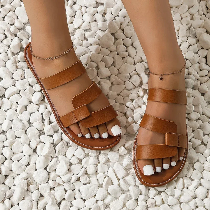 Kvinnors Slide Sandaler Flera Remmar Minimalistisk Platt Sommar Stil