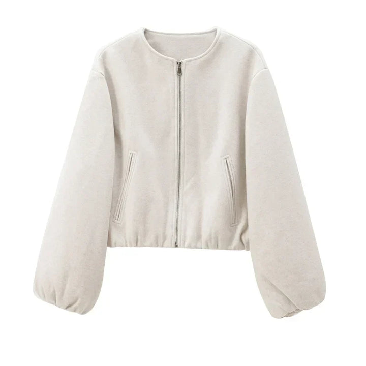 Kvinnors Cropped Zip-Up Jacka – Avslappnad Övergångslager för Dagligt Användande