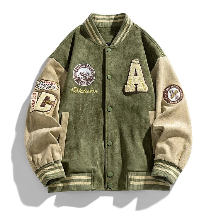 Herrarnas Broderade Varsity Jacka – Avslappnad College Lager för Streetwear och Casual Wear