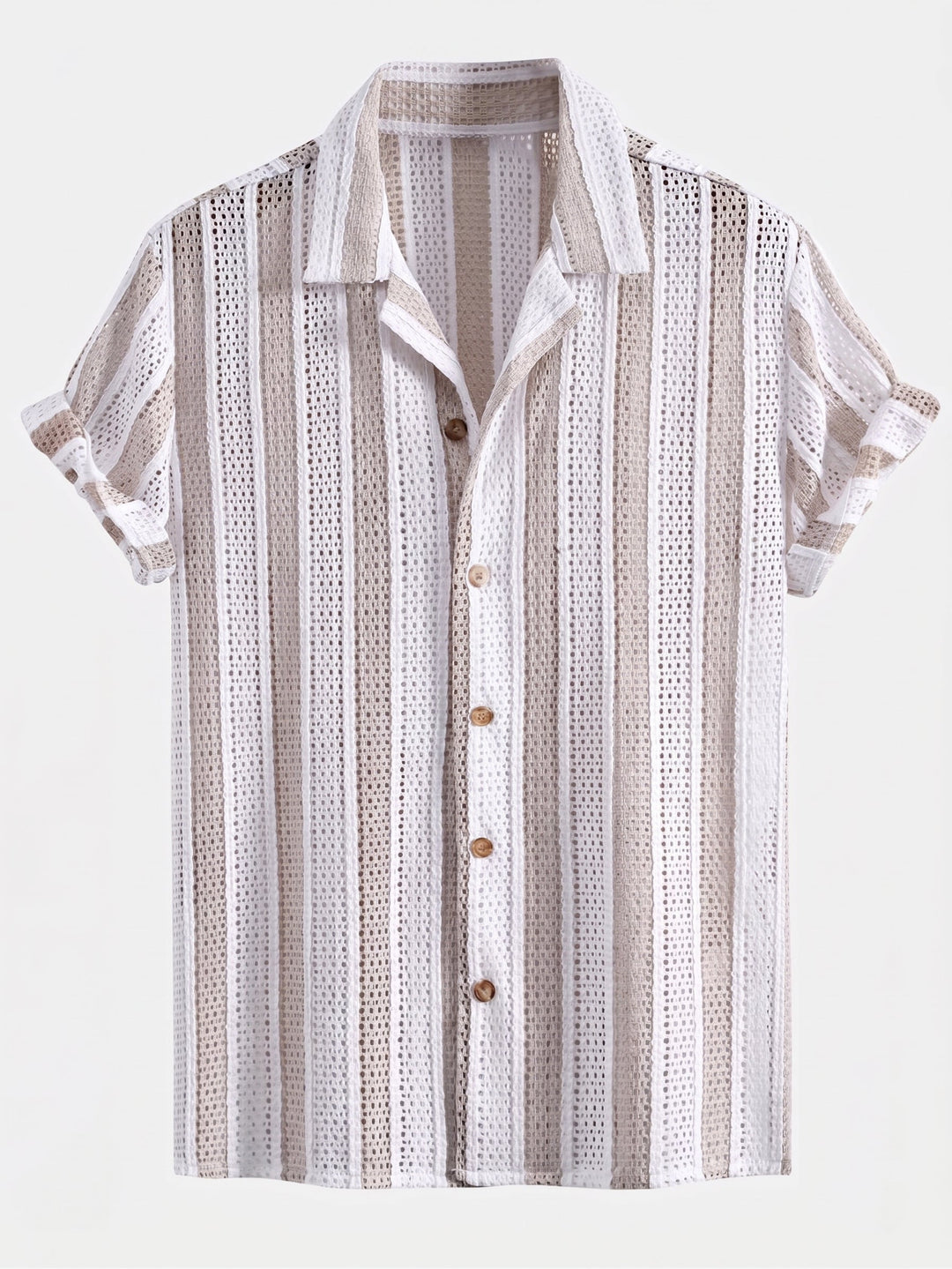 Herrarnas Mesh Cuban Skjortset – Linneblandning Dragsko Shorts för Sommarsemester