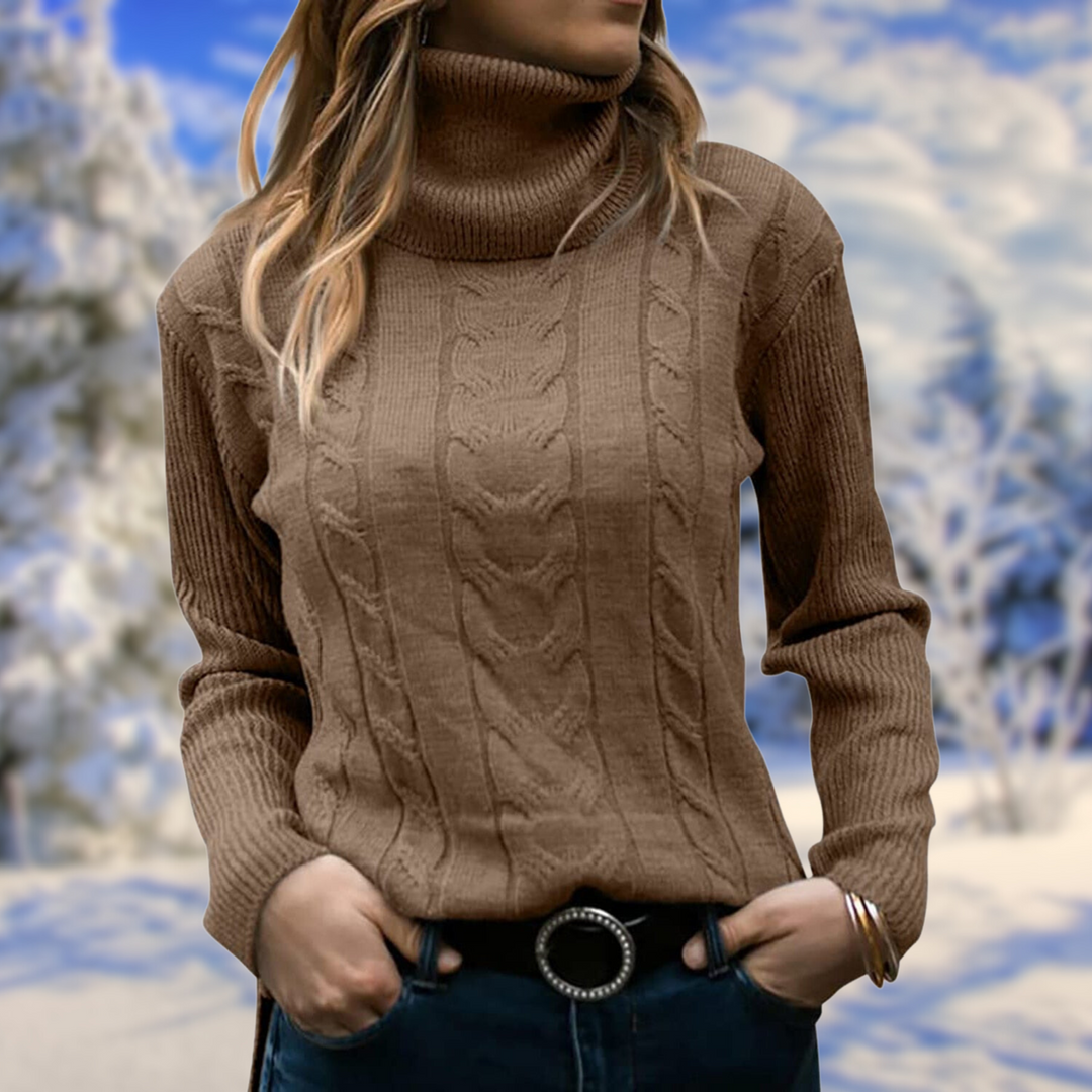 Kvinnors Turtleneck Stickad Tröja – Mjuk Varm Åtsittande Pullover Elegant Bekväm Tröja