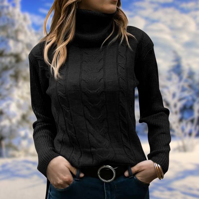 Kvinnors Turtleneck Stickad Tröja – Mjuk Varm Åtsittande Pullover Elegant Bekväm Tröja