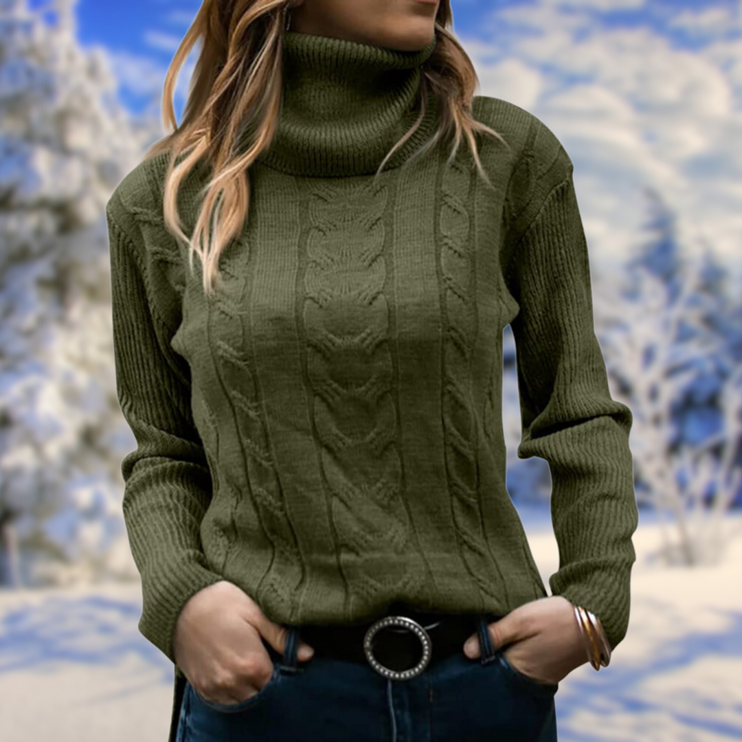 Kvinnors Turtleneck Stickad Tröja – Mjuk Varm Åtsittande Pullover Elegant Bekväm Tröja