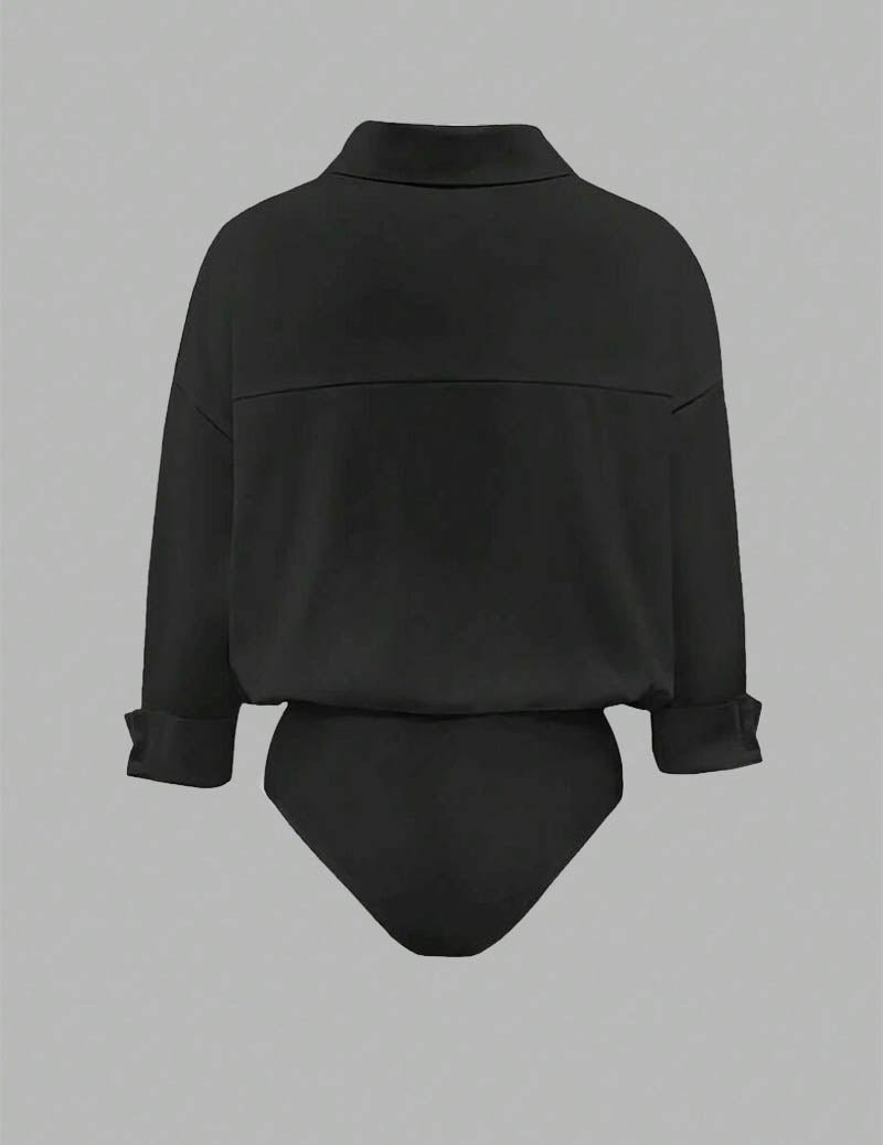 Kvinnors Krage Bodysuit Med Draperade Långa Ärmar
