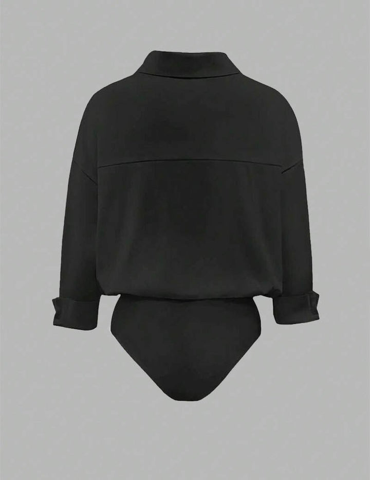 Kvinnors Krage Bodysuit Med Draperade Långa Ärmar