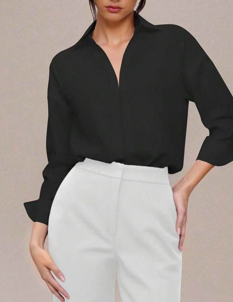 Kvinnors Krage Bodysuit Med Draperade Långa Ärmar