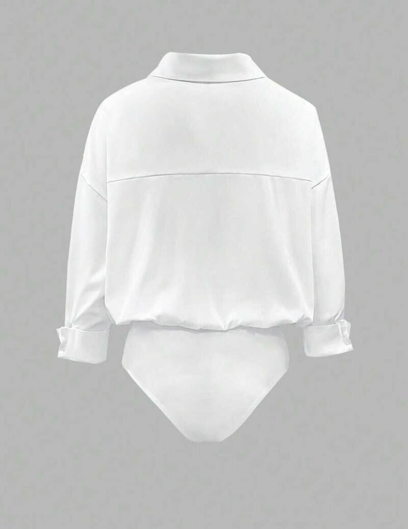 Kvinnors Krage Bodysuit Med Draperade Långa Ärmar