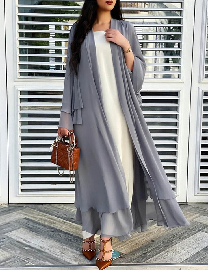 Kvinnors Transparent Chiffon Öppen Framsida Lång Cardigan