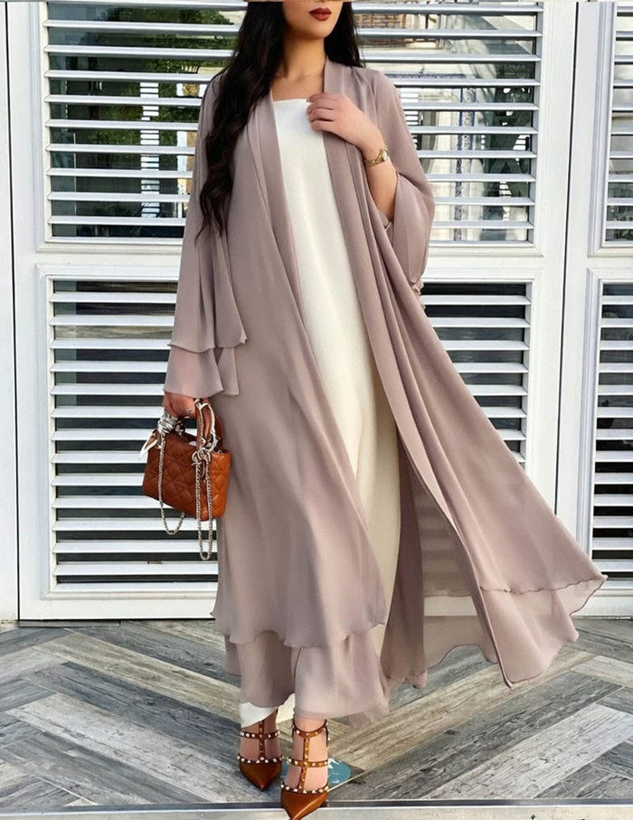 Kvinnors Transparent Chiffon Öppen Framsida Lång Cardigan