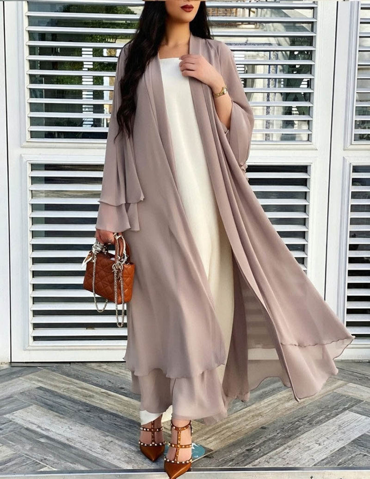 Kvinnors Transparent Chiffon Öppen Framsida Lång Cardigan