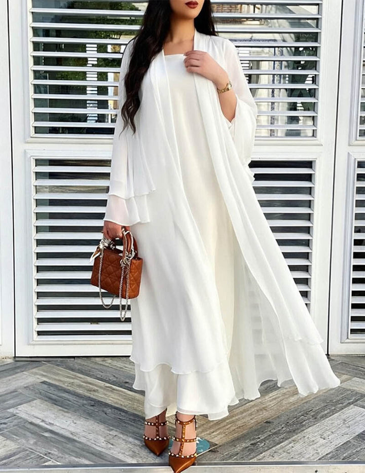 Kvinnors Transparent Chiffon Öppen Framsida Lång Cardigan