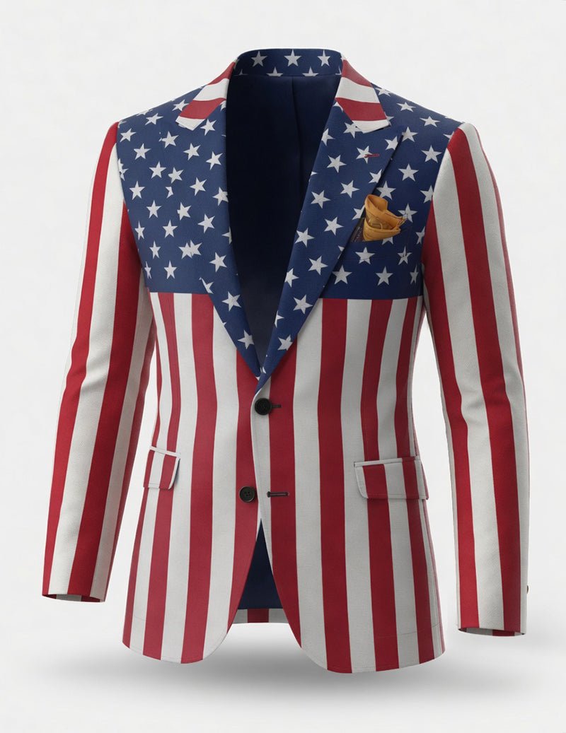 Herrtryckt Slim Fit Blazer Med Strukturerade Slag