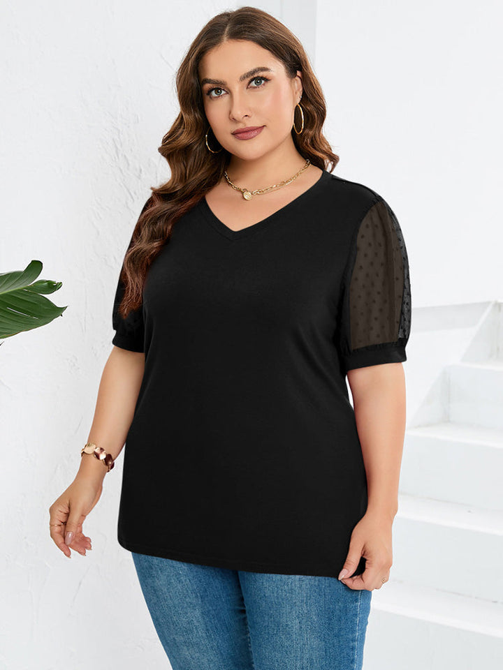 Kvinnors V-ringad puffärmad topp – Feminint sommarcasual stil