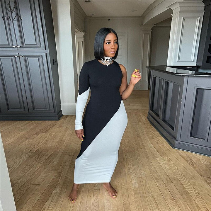 Kvinnors Asymmetrisk Bodycon Maxi Klänning – Formande Festklänning för Fester och Kvällar