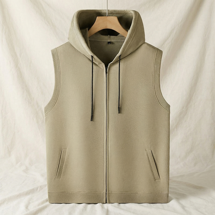Herrars ärmlös zip-up gymträning hoodie väst