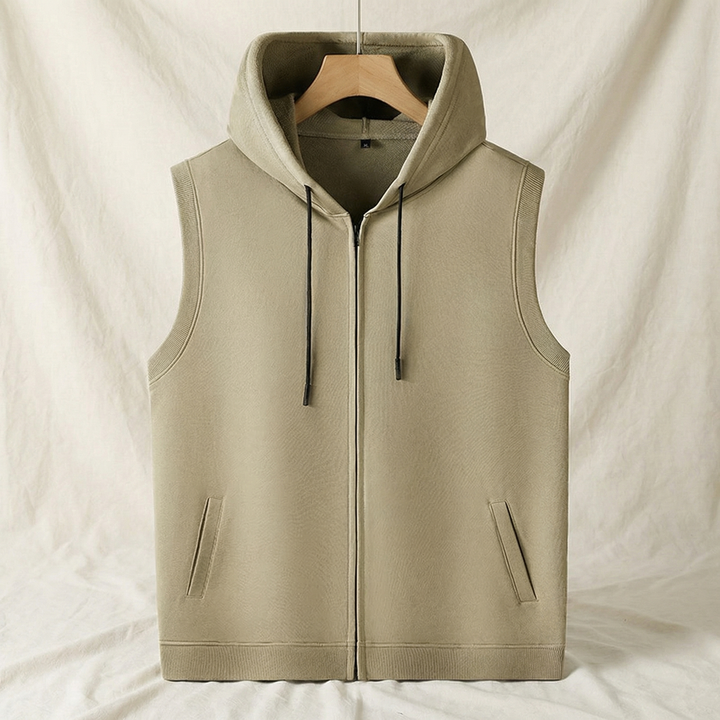 Herrars ärmlös zip-up gymträning hoodie väst