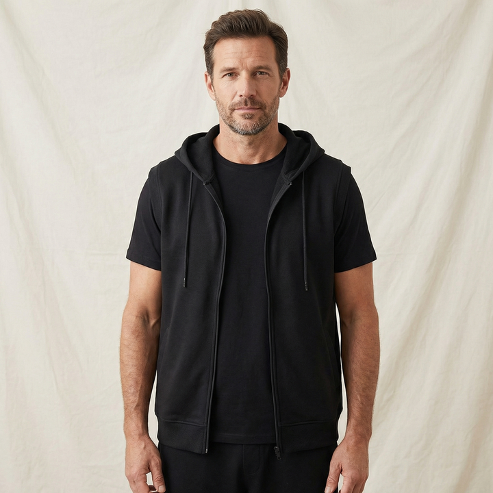 Herrars ärmlös zip-up gymträning hoodie väst