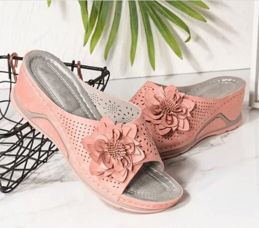 Kvinnors Wedge Slide Sandaler – Dämpad Båge-Stöd Slip-Ons för Vår och Sommar