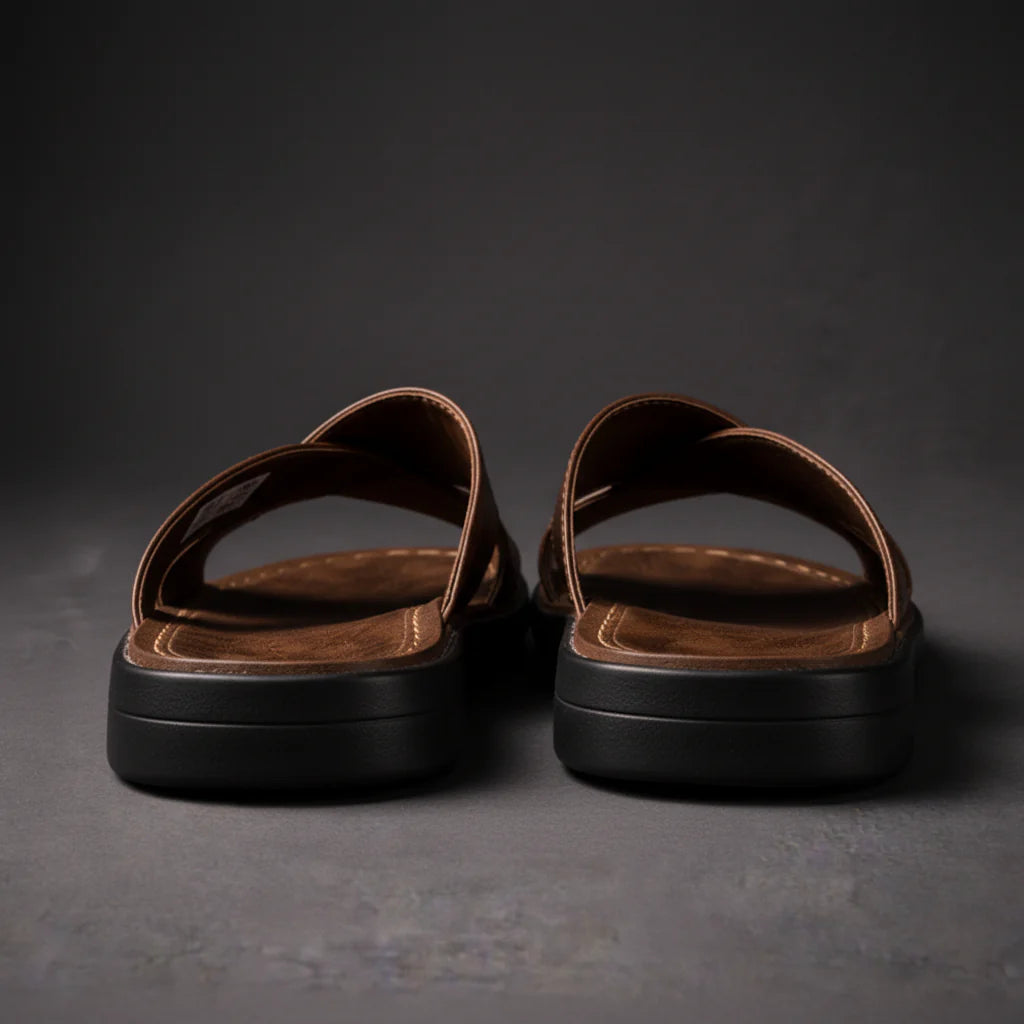 Herrers Cross-Strap Slide Sandaler – Slip-On Sommar Skor för Semester och Vardagsbruk