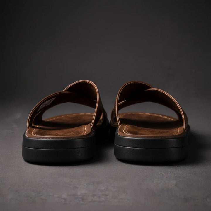 Herrers Cross-Strap Slide Sandaler – Slip-On Sommar Skor för Semester och Vardagsbruk