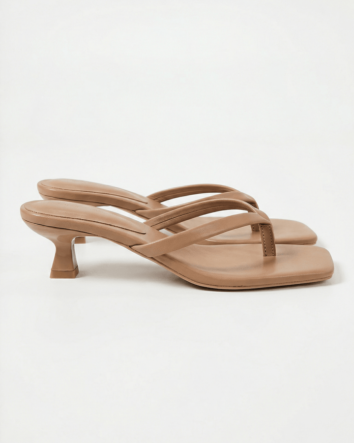 Kvinnors Kitten Heel Mule Sandaler – Minimalistiska Fyrkantiga Slip-Ons för Smart Casual och Kvällsbruk