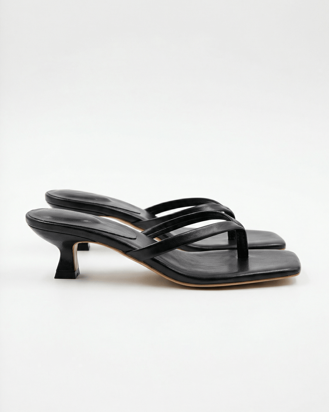Kvinnors Kitten Heel Mule Sandaler – Minimalistiska Fyrkantiga Slip-Ons för Smart Casual och Kvällsbruk