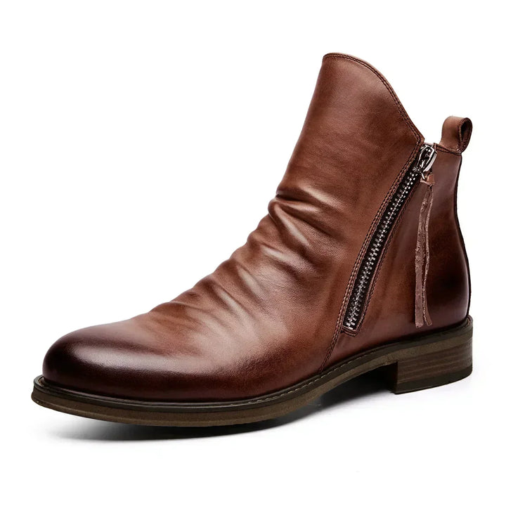 Herrskinn Chelsea Boots med Sidodragkedja Klassisk Ankel Design